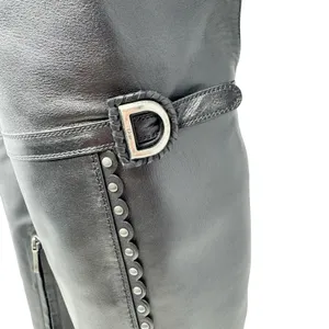 Christian Dior Galliano Ethnic Black Leather Studded OTK Boots EU 40 FW2004 Y2K thumbnail 5