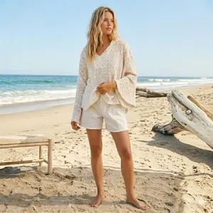 Free People Baja Babe Hacci Hooded Knit Sweater Womens Size Small Oversized thumbnail 3