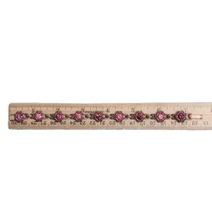 Coppertone Pink Purple Rhinestone Link Bracelet Approximately 7.5” thumbnail 5