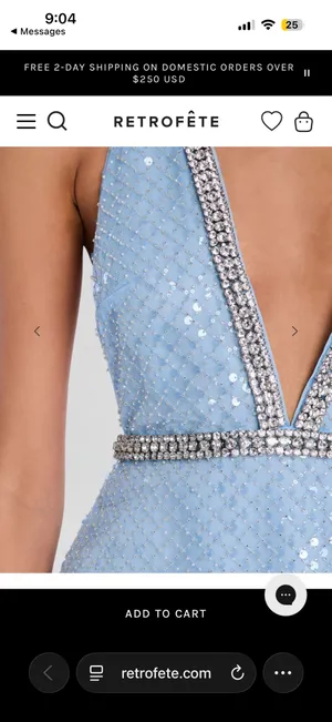 Retrofête blue sequin mini dress with silver beaded trim. (Brand new WITH TAGS! ) SOLD OUT ON WEBSITE!! thumbnail 5