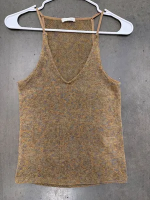 Zara V Neck Sleeveless Rustic Top Brown Womens Size Small thumbnail 4