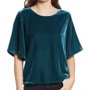 Womens Chelsea 28 Crushed Velvet Velor Crewneck Top in Ponderosa Green - Sz XXS thumbnail 1