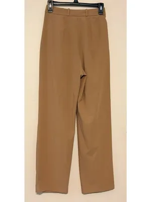 New NWT Mango MNG High-Waisted Tailored Trousers Beige Tan Size 2 26" Inseam thumbnail 2