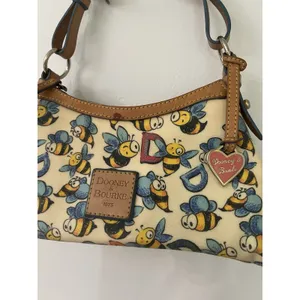RARE VTG Y2K Dooney & Bourke Bumble Bee Print Shoulder Bag Leather canvas thumbnail 2