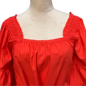 Joie Colstona Square Neck Half Bell Sleeve Ruffle Tomato Red‎ Mini Dress Small thumbnail 4
