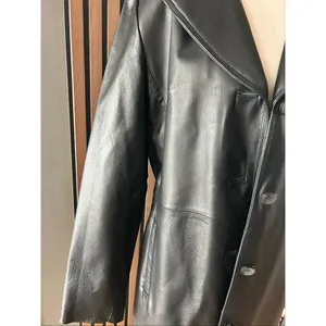Madison & Max long leather jacket stylish size medium in excellent condition thumbnail 2