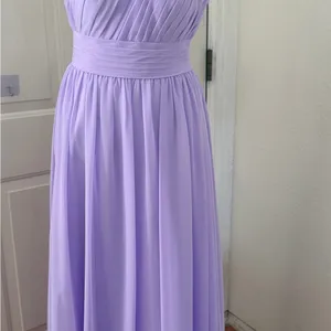 Azazie One-Shoulder Lavender Pleated Chiffon Gown thumbnail 7