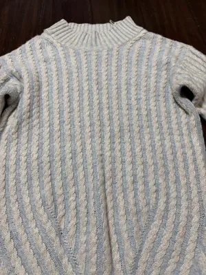 Lineamaglia Italy Women Blue White Sweater Cable Knit Small thumbnail 3