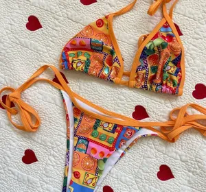 Urban Outfitters Tropical fruit print swimsuit set xs thumbnail 2