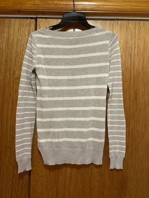 T/o Sweaters Beige and White Striped Sweater thumbnail 2
