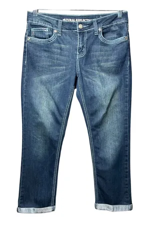Natural Reflections Dark Wash Cropped Jeans Embellished Pockets Women's‎ 6 thumbnail 1