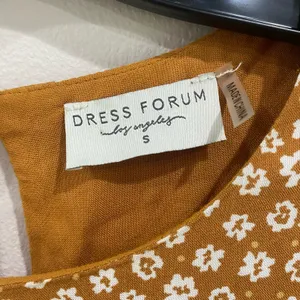 DRESS FORUM‎ LA | Mustard White Floral Balloon Sleeve Dress Tiered | Size S thumbnail 6