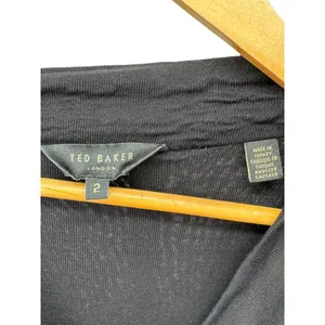 TED BAKER Black Neyda‎ Long Sleeve Cowl Neck Faux Wrap Lyocell Dress 2 TB = 6 US thumbnail 4