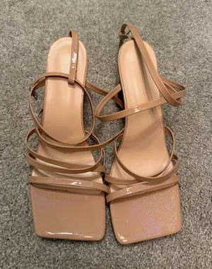 Nude Strappy Square-Toe Women's Sandals thumbnail 1