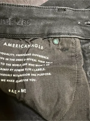 American Eagle High Rise Flare Jeans 6 Regular Black Stretch Button Fly thumbnail 5