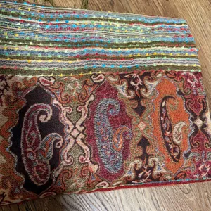 Vintage Cashmere Silk Scarf shawl‎ bohemian indie paisley wrap festival brown thumbnail 10