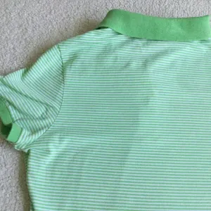Y2K Polo Shirt Stretch Green Striped - Sz Medium thumbnail 10