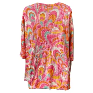 Ali Miles Blouse V-Neck Tunic Abstract Geometric Print Size Medium Top thumbnail 7