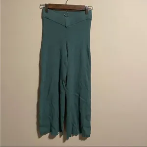 Abercrombie & Fitch Ribbed Crossover Waist Wide Leg Pant Teal- Size XS/S thumbnail 2
