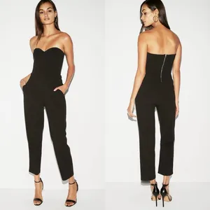 Express Strapless Sweetheart Neck Slant Pockets‎ Stretchy Jumpsuit Black Size 2 thumbnail 3