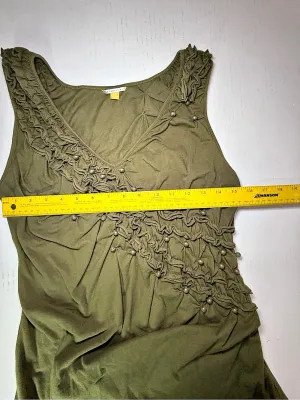 Anthropologie Embellished Olive Green Tank Size large thumbnail 3