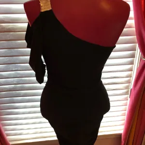 Black One Shoulder Midi Dress M thumbnail 4