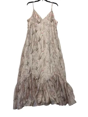Storia xl Blush Floral Cream Maxi Slip Dress Ruffle Hem romantic guest party thumbnail 2