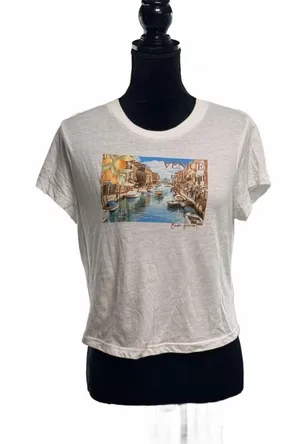 Wild Fable Venice Italy Graphic Tee White Short Sleeve T-Shirt Women’s Size L thumbnail 1
