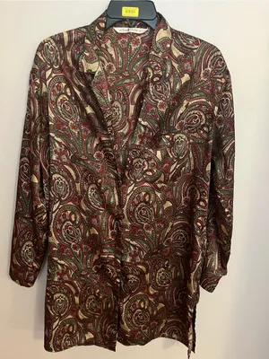 Victoria's Secret‎ Paisley Blouse in Burgundy, Green & Cream thumbnail 1