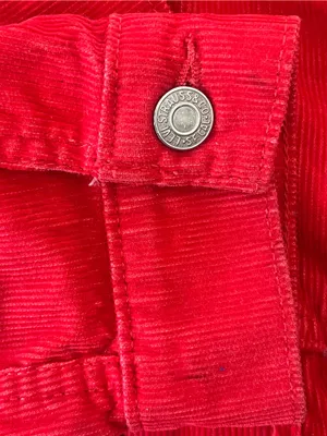 LEVI’S PREMIUM Red Corduroy Cropped Trucker Jacket - Medium White Tab thumbnail 7