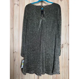 NWT City Studio Black Silver Metallic Shift Dress Glam Bling New Year Size M thumbnail 5