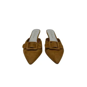 Matisse Layover Suede Buckle Kitten Heel Mule Pumps Cognac Brown Size 7.5 thumbnail 5