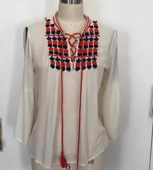 Boho Embroidered peasant blouse by Sugar + Lips M thumbnail 1