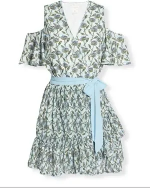 Foxiedox Dress Lexie Cold Shoulder Floral Wrap Coquette Summer New large-NO BELT thumbnail 2
