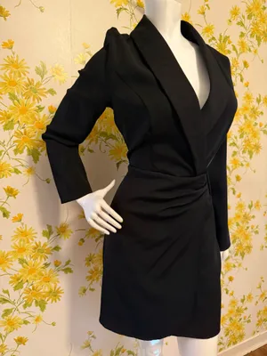 NWT chawl Lapel Faux Wrap Dress in black size M thumbnail 4