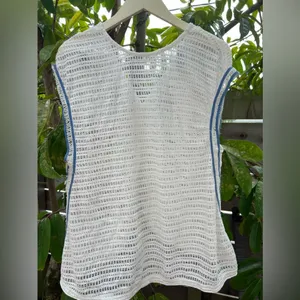 FREE PEOPLE Seaside Walkup Cover Up Top Vest Crochet Flowers Hippie Beach Resort thumbnail 4