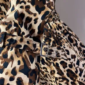 Leopard Animal Print Trench Coat Jacket by Appraisal fully lined, pockets size M Tan Size M thumbnail 3