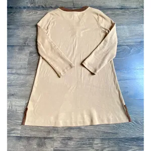 EUC Womens Lauren Ralph Lauren 100% cotton suede trim vneck‎ top size L thumbnail 2