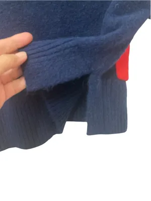 ZARA Navy Blue Cropped Knit Sweater Size S Wool Blend Soft Boxy Pullover thumbnail 10
