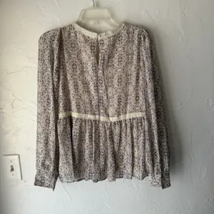 In Loom Blouse‎ Womens Small Purple Floral Long Sleeve Peplum Boho Lace Top thumbnail 9