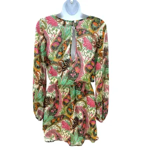 Show Me Your Mumu V-Neck Long Sleeve Mini Dress Paisley Floral NWT‎ Small thumbnail 3