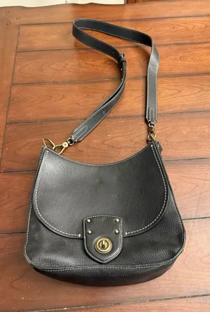 Lauren Ralph Lauren Rare Convertible Black Leather Shoulder Cross‎ Body Bag thumbnail 1