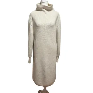 Quince Size XL Sweater Dress Australian Merino Wool Turtleneck Heather Bone thumbnail 3