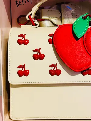 🍒👜BETSEY JOHNSON Cherry Top Handle Crossbody with Cherry Charm Chalk (Cream) Red thumbnail 3