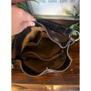 Patricia Nash Otavia Leather Floral Print Hobo‎ Bag with Tassel Accents Brown thumbnail 3