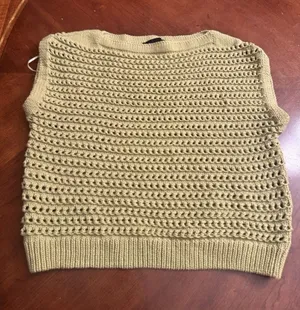 Broadway Crochet Tank Top - Women's Medium, Sage Cotton Blend thumbnail 1