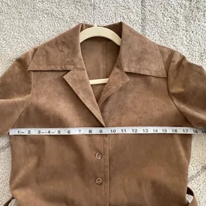 Vintage 70s Faux Suede Button Front Belted Jacket/Dress Sz S/M thumbnail 5