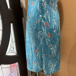 Zara light blue floral deep v neck dress thumbnail 9
