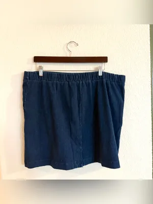 Isaac Mizrahi Live Womens Skort Blue Denim Pull On Hidden Shorts Size XL thumbnail 2