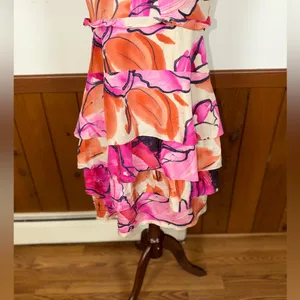 Gorgeous Anthropologie Moulinette Soeurs Fen Orchid Tiered Silk Dress thumbnail 4